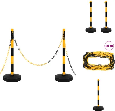 Immagine prodotto di vidaXL Set di pali per catene con 10 m di catena in plastica - Segnaletica stradale