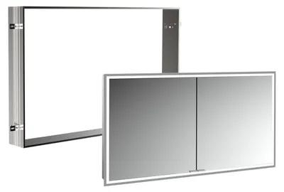 Imagen del producto de Espejo de baño Kronenbach Cube 2.0, de 120 cm, con marco de encastre y dos puertas