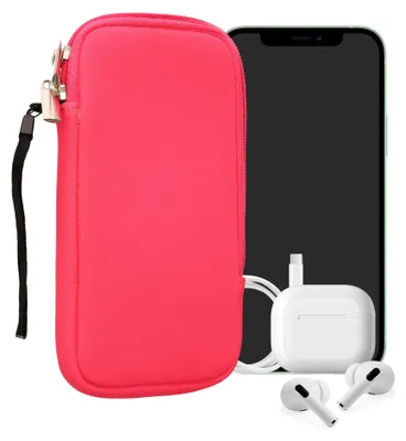 Produktbild von kwmobile Neopren Handytasche für Smartphones XXL - 7" - Handy Tasche mit Reißverschluss - Handyhülle universal Neon Pink