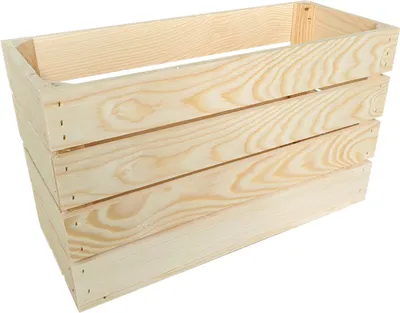 A wooden crate is shown against a white background.