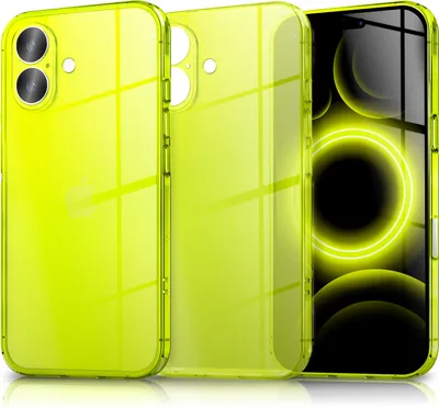 Produktbild von Hülle "Vibe" für iPhone 17 - Neon Bunt Leuchtende Handyhülle Durchsichtig Soft Cover TPU Schutzhülle -  Gelb