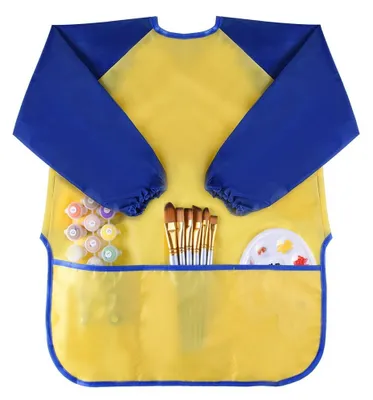 Imagen del producto de Solidchoice - Delantal impermeable para niños con tres bolsillos, ideal para actividades creativas