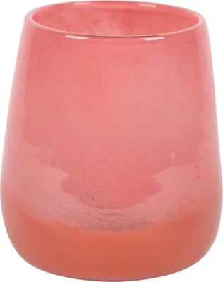 Imagen del producto de Jarrón de vidrio rojo, con un diámetro de 18,5 cm y una altura de 21,3 cm, ideal para decoración