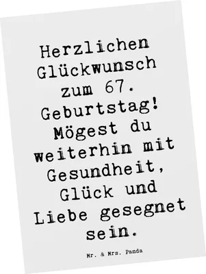 Produktbild von Mr. & Mrs. Panda Ansichtskarte Spruch 67. Geburtstag - Weiß - Geschenk, Geburtstagsgeschenk, Weisheiten, Ansichtskarten, Happy Birthday, bildkarte, Postkarten, Grußkarte