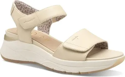 Produktbild von Tamaris Sandalen Beige mit Keilabsatz, 5,5 cm Plateauhöhe und Klettverschluss