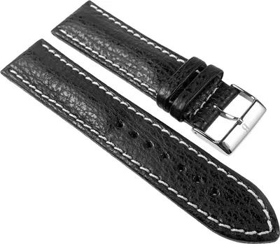 Produktbild von Minott Uhrenarmband 22mm | Haifischleder, schwarz mit Kontrastnaht