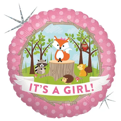 Produktbild von 18"/Ø46cm Folienballon "It's a Girl Woodland"