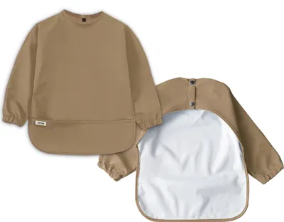 Produktbild von Ärmellätzchen Größe M mit Auffangtasche Baby und Kleinkind aus recyceltem Polyester Lätzchen Caramel