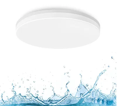 Zdjęcie produktu dla LVWIT, okrągła lampa sufitowa LED, 18W, wodoszczelna (IP65), idealna do łazienek, kuchni, salonów i balkonów, barwa światła: 4000K (biały neutralny), strumień świetlny: 1800 lm, średnica: 280 mm