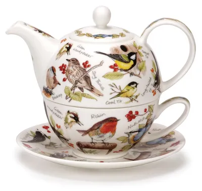 Teetasse Vogelleben, 0,5 l, feines Knochenporzellan