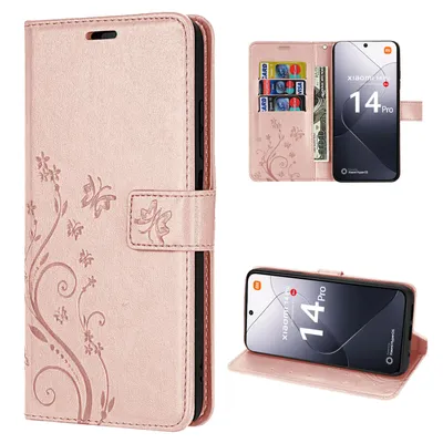 Produktbild von Hülle Xiaomi 14 Pro Handy Tasche Handyhülle Wallet Case Flip Cover Klapphülle Rosegold