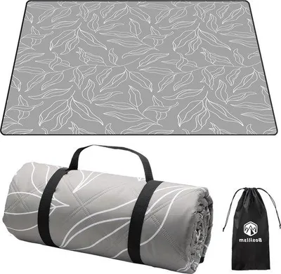 Produktbild von Picknickdecke, wasserdicht, 200 x 200 cm, Outdoor-Decke für Strand, sandabweisend, blau gestreift.