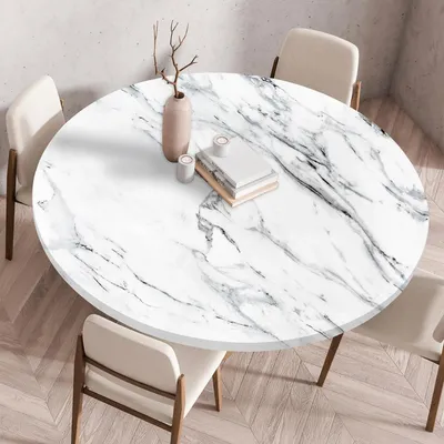 Productafbeelding van Ronde tafelkleed, afwasbaar, 90 cm, marmerprint, met elastiek, geschikt voor buiten, waterdicht
