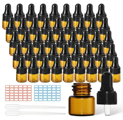 45er Set 1 ml Tropfflaschen aus Glas mit Pipetten & Etiketten