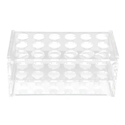 Obrázok produktu pre Stojan na skúmavky z akrylu na 17 mm skúmavky, 18 otvorov, priehľadný stojan na odstredivky na 10 ml a 15 ml skúmavky