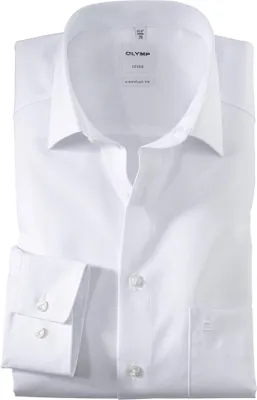 Produktbild von Olymp Hemd Ärmellänge 7 Luxor Comfort Fit weite Passform weiß einfarbig Baumwolle