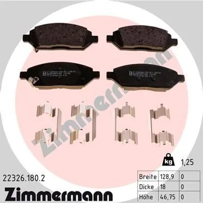 Produktbild von ZIMMERMANN Bremsbeläge Satz Vorne Bremsklötze für OPEL Karl (C16) 22326.180.2