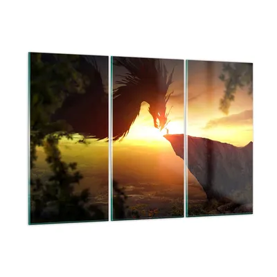 Produktbild von Bilder auf glas - Drache Rock Kreatur - 105x70cm - Glasbilder - Wandbilder - Kunstdruck - zum Aufhängen bereit - Wanddekoration aus Glas - Glas Bilder - Wandbild auf Glas - 3 Teile - GCE105x70-3883