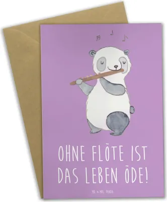 Produktbild von Mr. & Mrs. Panda Glückwunschkarte Flöte Leben - Lavendeltraum - Geschenk, kommunionskarte, Musiker, Flötist, Musik, genesungskarte, Lernen, Holzblasinstrument, Melodie