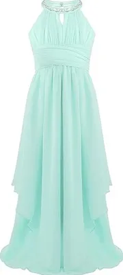 Produktbild von Mädchen Prinzessin Abendkleid Gr. 164 Cm Neckholder Strass Blumenmädchenkleid Hochzeit Partykleid Lang Faltenrock