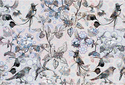 Produktbild von Tadessi Fototapete | Blumen | 4.00 m x 2.70 m | Grau | Weiß | Wandbild | Digitaldruck