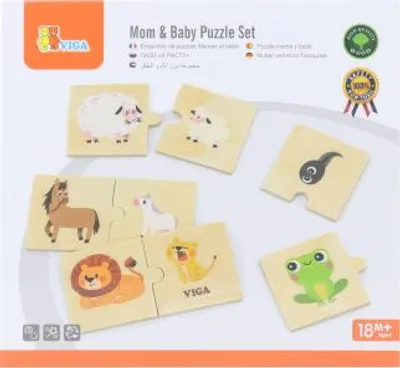 Obrázek produktu pro VIGA Dřevěné puzzle Zvířata malá a velká