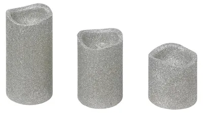Produktbild von LED-Kerzen/Stumpenkerzen Set - 3x Stuck - silber - glitter