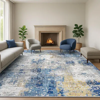 Productafbeelding van Kortpolig tapijt, modern abstract patroon, 160x230 cm, wasbaar, geschikt voor de woonkamer