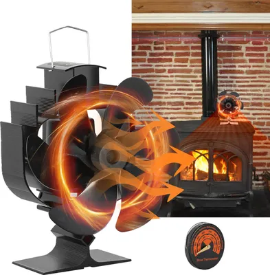 Immagine prodotto di Izrielar 6 Lame Ventilatore per caminetto Ventilatore per stufa riscaldato senza elettricità Ventilatore per stufa a legna/stufa a legna/camino (60 gradi rotanti)