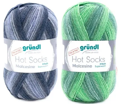 Produktbild von Doppelpack 2x100g Gründl Malcesine 4-fädige Sockenwolle 75 % Schurwolle 25 % Polyamid 05+07