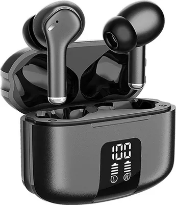 Produktbild von INF M48Pro Bluetooth Kopfhörer Weiß: ENC Geräuschunterdrückung, Digitalanzeige, 2 Stück Schwarz