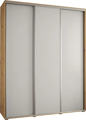 Produktbild von MEBLE KRYSPOL Cannes 1 Schrank mit 3 Schiebetüren - 205,2x190x60 cm - Artisan Weiß Silber