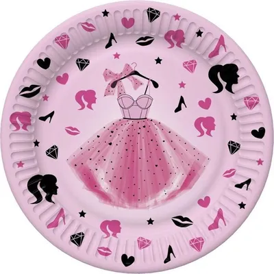 Produktbild von Teller Rosa Prinzessinnenkleid 18cm 8St.