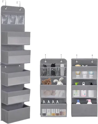 Productafbeelding van Verwijderbaar deurorganizer - 5 vakken - 4 haken - Stoffen plank 150 x 36,5 x 14 cm
