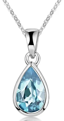 Produktbild von MATERIA Blautopas Anhänger Tropfenform 925 Silber - Damen Schmuck blau rhodiniert wahlweise mit Kette KA-274-Blau