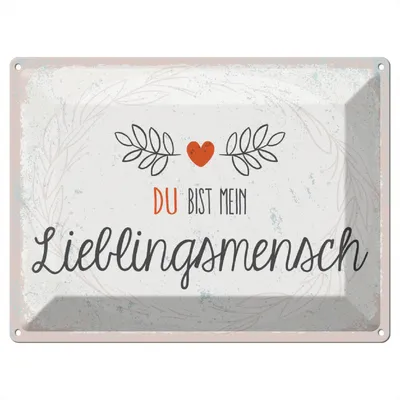 Produktbild von Blechschild Wandbild in : Brillante Farben, Größe 30 x 40 cm Motiv Blechschild Spruch Du mein Lieblingsmensch Herz 40x30cm