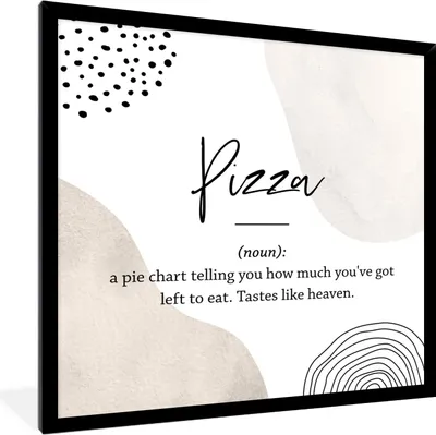 Produktbild von MuchoWow® Gerahmtes Poster Wörterbuch - Zitate - Pizza - Sprichwörter - Pizza Definition 40x40 cm - Poster mit Schwarzem Bilderrahmen Wandposter Rahmen Foto Bilder - Mit Rahmen - Wanddekoration Schlafzimmer