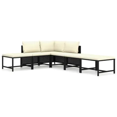 Produktbild von vidaXL 6-tlg. Garten-Lounge-Set mit Kissen Poly Rattan Schwarz