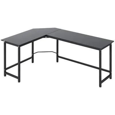 Produktbild von 170cm L-förmiger Schreibtisch, Eckschreibtisch aus Holz Tischplatte, Metall Schwarz 168 x 120 x 75 cm, Zeichentisch Computertisch für Zuhause Büro
