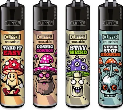 Produktbild von Clipper Reibrad Feuerzeuge Shrooms #12, 4 Stück