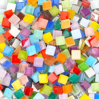 Immagine prodotto di Mosaico in vetro, 1x1 cm, 550 pezzi, colori vivaci, ideale per lavori creativi e progetti fai-da-te