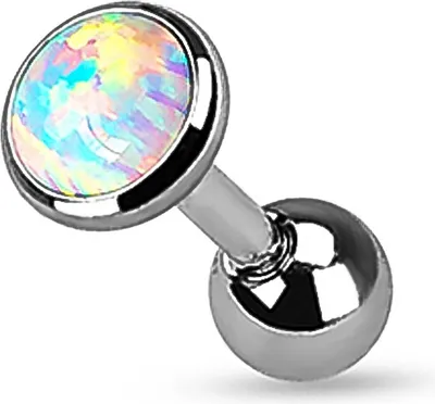 Produktbild von Tragus Helix Cartilage Ohr Piercing Zirkonia Stecker Barbell Kristalle Chirurgenstahl Autiga® silber-rainbow-2 Kugel Ø 5 mm
