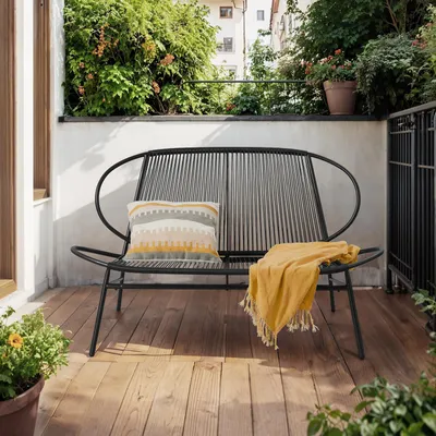 Produktbild von Songmics Gartenlounge-Set, Gartenbank, 2-Sitzer, Balkonbank, PE-Rattan, mit Rückenlehne