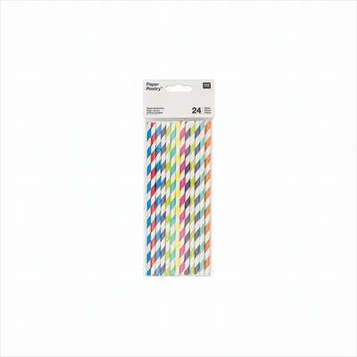 Produktbild von Papierstrohhalme mix multicolor, 24 Stück