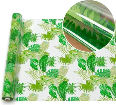 Produktbild von Tischdecke Klara Tischtuch Plastiktischdecke Schutzdecke Klarsichtfolie Palmblätter Transparent Wasserabweisend Breite 140 cm Länge 3000 cm mit Schnittkante