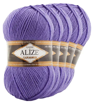 5 x 100g Strickgarn ALIZE Lanagold blauviolett