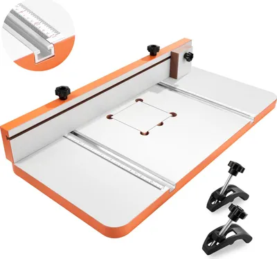 Image de Table VEVOR pour perceuse à colonne, table de perçage 605 x 300 mm, avec butée réglable et bloc de butée, rainures en T, plateau en MDF, échelle graduée, support pour plusieurs pinces et étaux
