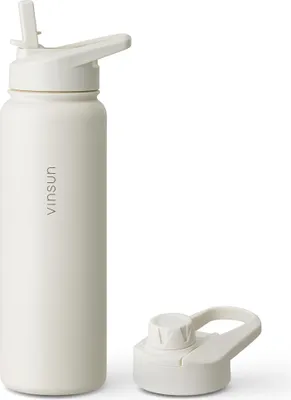 Produktbild von Trink Flasche Edelstahl 750ml Thermoflasche Sport Gym isoliert Strohhalm Vinsun