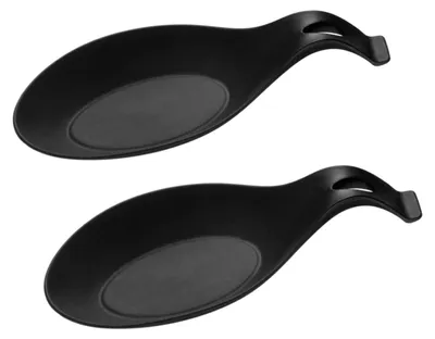 Silikon-Löffelablage, 2er-Set, spülmaschinenfest, schwarz