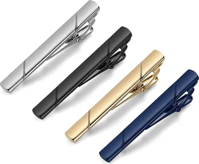 Produktbild von Krawattenklammern-Set für Herren, Schwarz, Gold, Blau, Grau, Silber, passend für normale Krawatten, Geschenkidee in edler Box